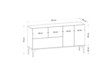 Glise Konsolbord 150 cm - Sort/Hvid - Opbevaring - Opbevaringsmøbler - Skænke & sideboards