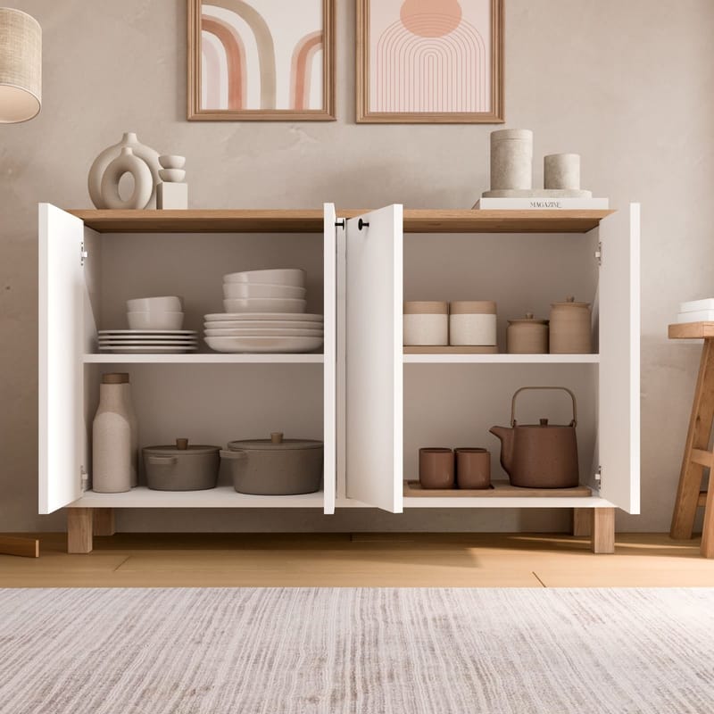 Konsolbord Hanah Home Nord (120 x 73,6 x 29,5 cm) Hvid eg - Hvid og eg - Møbler - Borde - Aflastningsbord - Entrébord