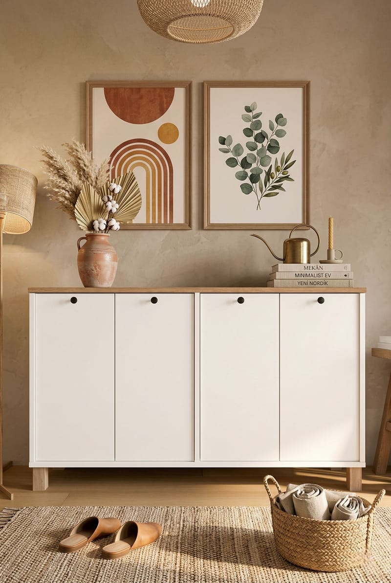 Konsolbord Hanah Home Nord (120 x 73,6 x 29,5 cm) Hvid eg - Hvid og eg - Møbler - Borde - Aflastningsbord - Entrébord