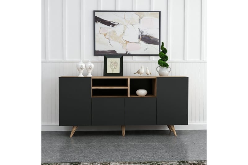 Kagithane Konsolbord 160 cm - Valnød finér/Sort - Møbler - Borde - Aflastningsbord - Konsolbord & sidebord