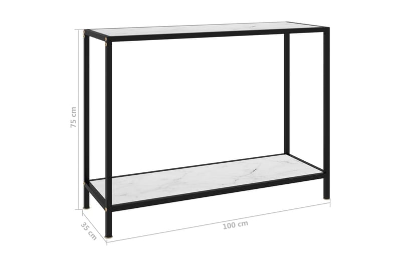 Konsolbord 100x35x75 cm hærdet glas hvid - Hvid - Møbler - Borde - Aflastningsbord - Konsolbord & sidebord