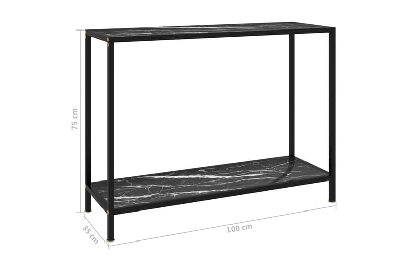 Konsolbord 100x35x75 cm hærdet glas sort - Sort - Entrébord - Konsolbord & sidebord