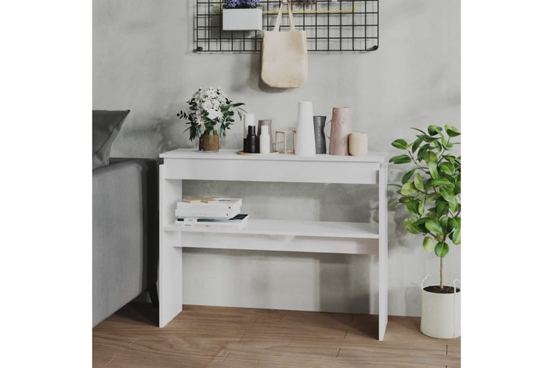 konsolbord 102x30x80 cm spånplade hvid højglans - Hvid - Møbler - Borde - Aflastningsbord - Konsolbord & sidebord