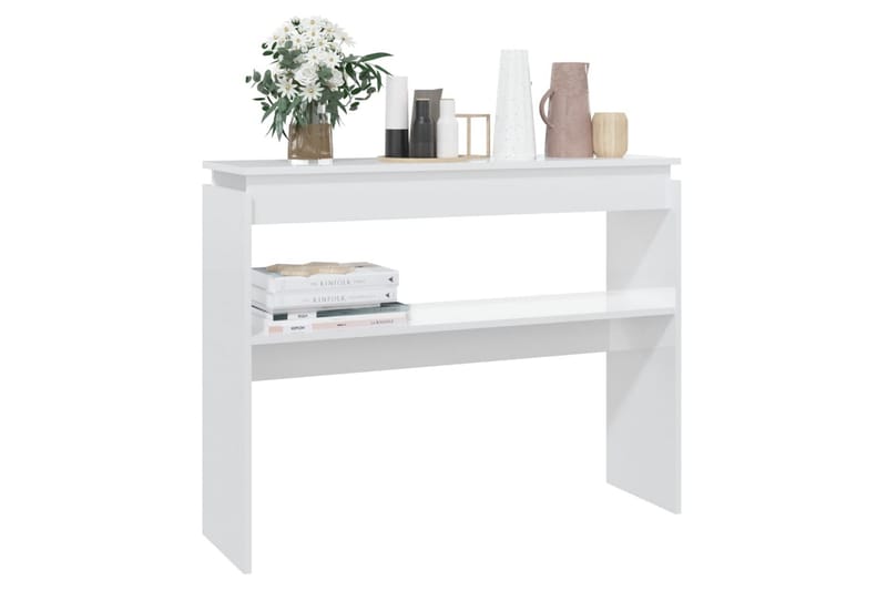 konsolbord 102x30x80 cm spånplade hvid højglans - Hvid - Møbler - Borde - Aflastningsbord - Konsolbord & sidebord