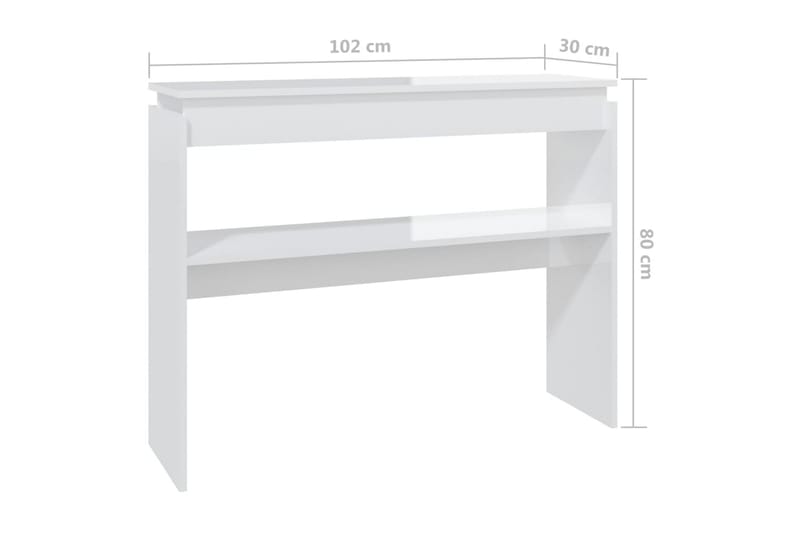 konsolbord 102x30x80 cm spånplade hvid højglans - Hvid - Møbler - Borde - Aflastningsbord - Konsolbord & sidebord