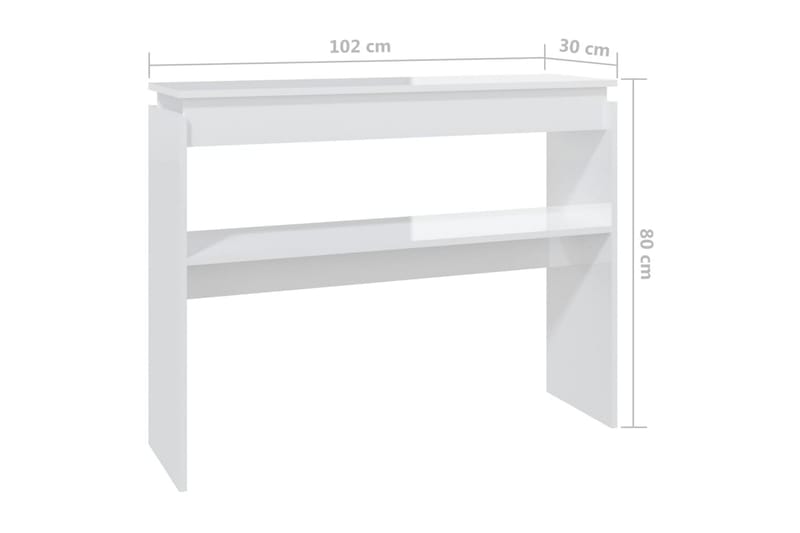 konsolbord 102x30x80 cm spånplade hvid højglans - Hvid - Entrébord - Konsolbord & sidebord