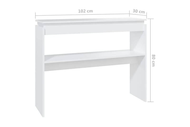 konsolbord 102x30x80 cm spånplade hvid - Hvid - Entrébord - Konsolbord & sidebord