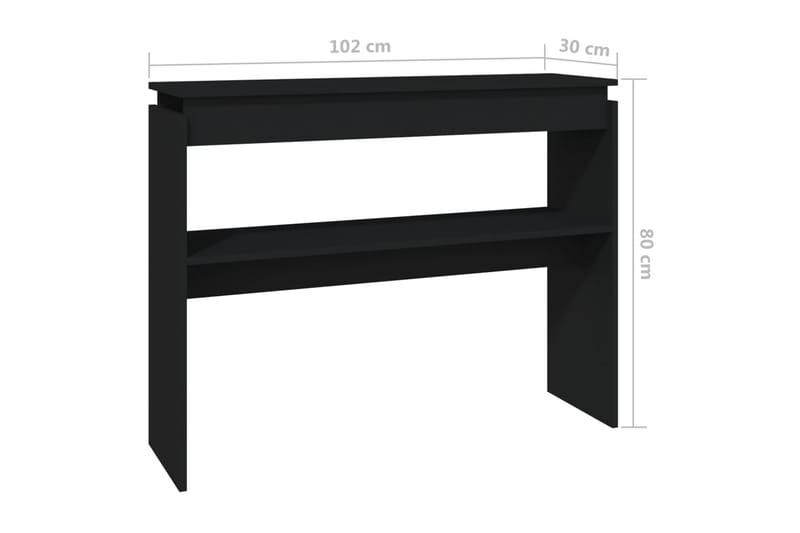 konsolbord 102x30x80 cm spånplade sort - Sort - Entrébord - Konsolbord & sidebord