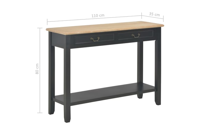 Konsolbord 110 X 35 X 80 Cm Træ Sort - Sort - Møbler - Borde - Aflastningsbord - Konsolbord & sidebord