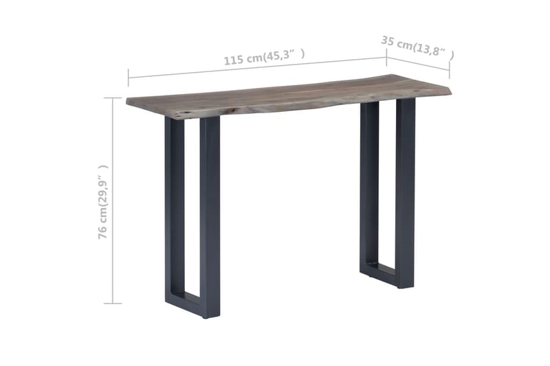 Konsolbord 115 X 35 X 76 Cm Massivt Akacietræ Og Jern Grå - Grå - Møbler - Borde - Aflastningsbord - Konsolbord & sidebord