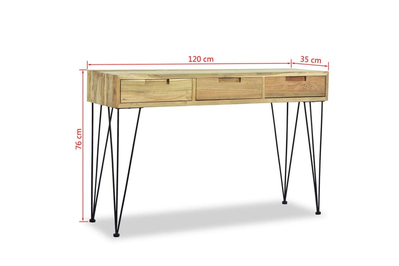 Konsolbord 120 X 35 X 76 Cm Massivt Teaktræ - Brun - Møbler - Borde - Aflastningsbord - Konsolbord & sidebord
