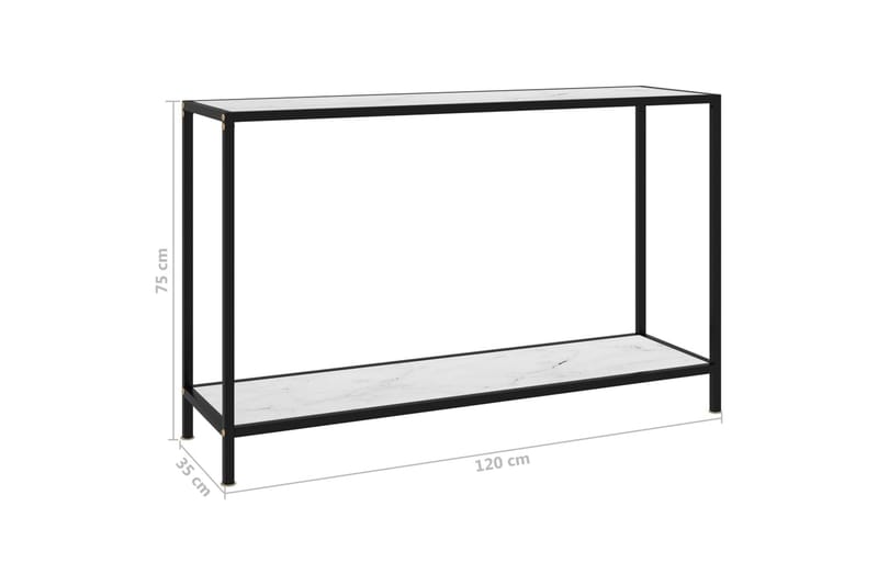 Konsolbord 120x35x75 cm hærdet glas hvid - Hvid - Møbler - Borde - Aflastningsbord - Konsolbord & sidebord