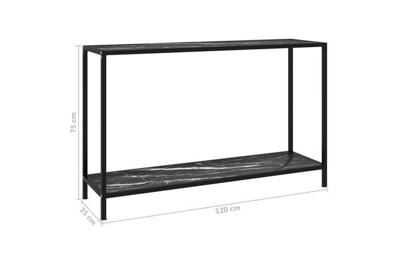 Konsolbord 120x35x75 cm hærdet glas sort - Sort - Konsolbord & sidebord - Entrébord