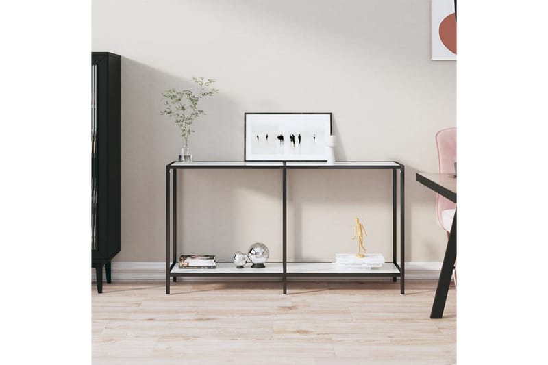 konsolbord 140x35x75,5 cm hærdet glas hvid - Hvid - Møbler - Borde - Aflastningsbord - Konsolbord & sidebord