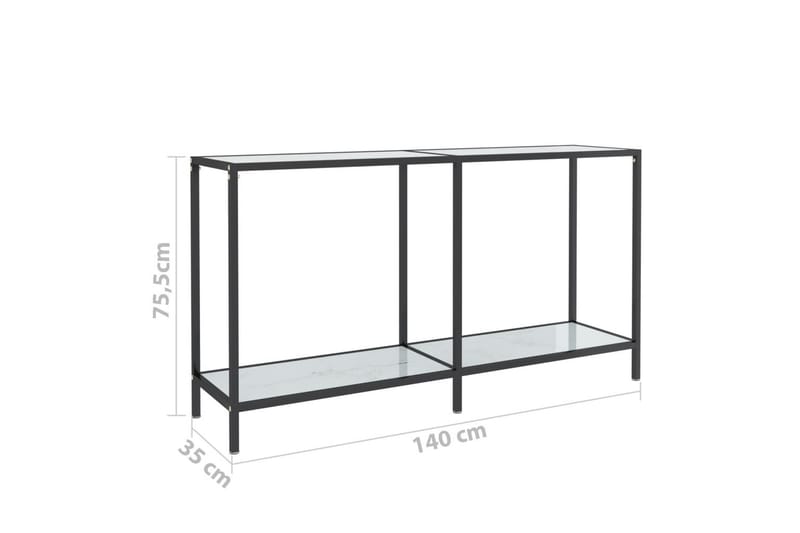 konsolbord 140x35x75,5 cm hærdet glas hvid - Hvid - Møbler - Borde - Aflastningsbord - Konsolbord & sidebord