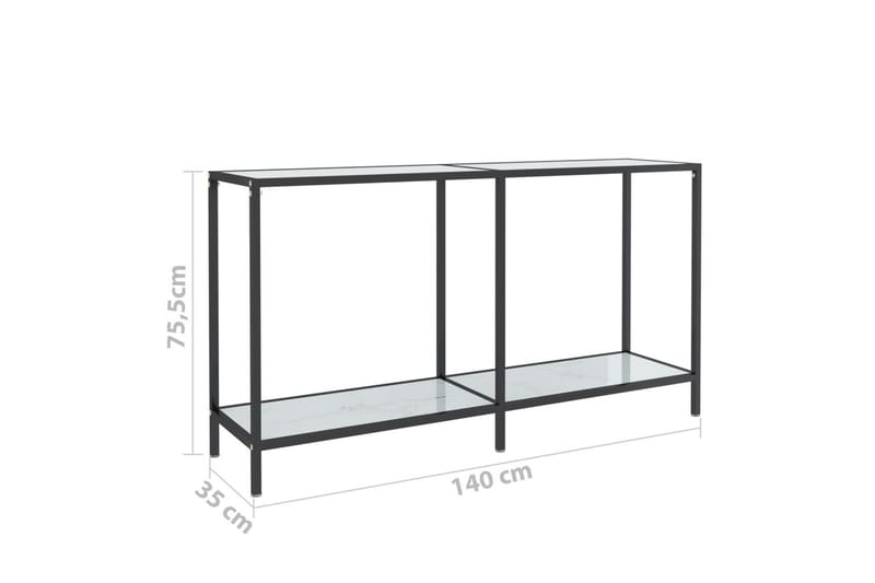 konsolbord 140x35x75,5 cm hærdet glas hvid - Hvid - Entrébord - Konsolbord & sidebord