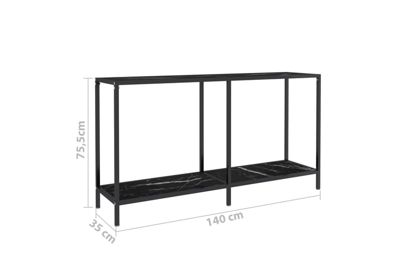 konsolbord 140x35x75,5 cm hærdet glas sort - Sort - Entrébord - Konsolbord & sidebord