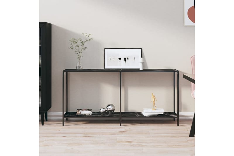 konsolbord 160x35x75,5 cm hærdet glas sort - Sort - Møbler - Borde - Aflastningsbord - Konsolbord & sidebord