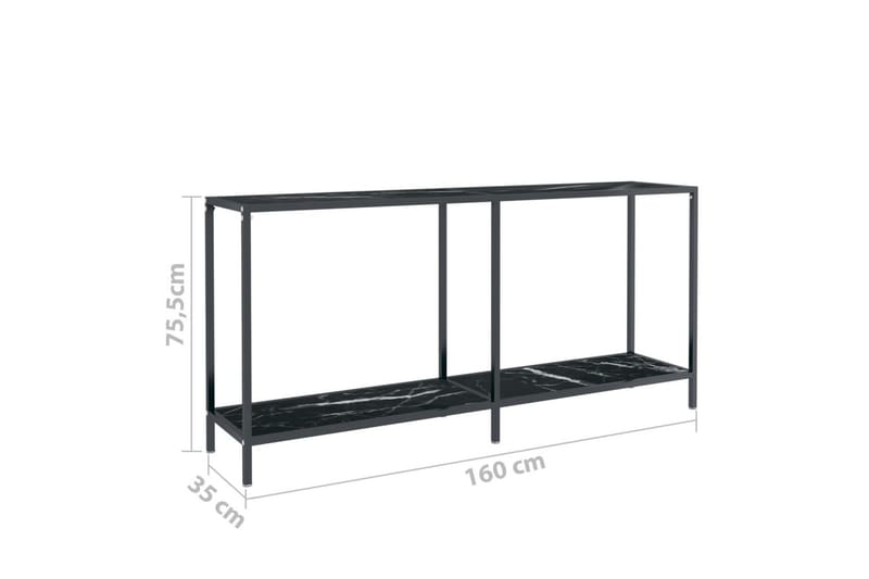 konsolbord 160x35x75,5 cm hærdet glas sort - Sort - Entrébord - Konsolbord & sidebord
