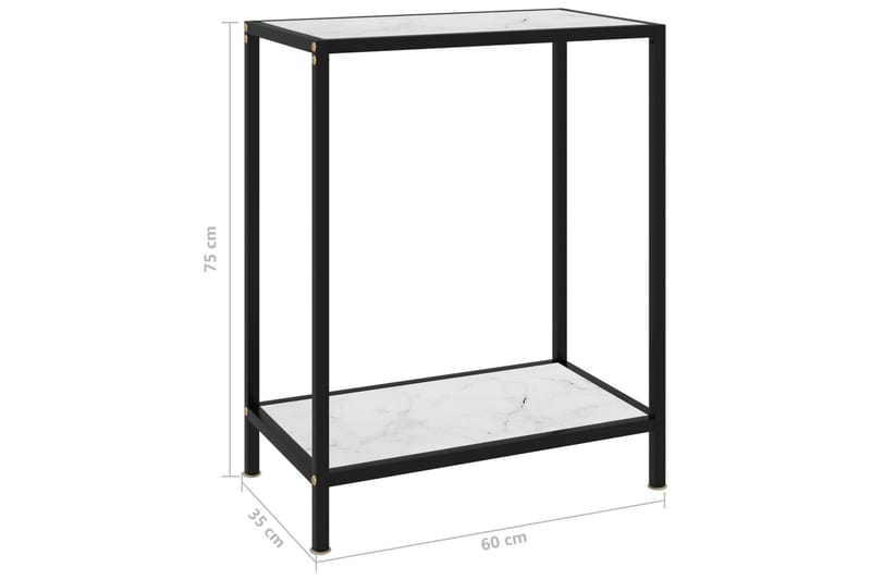 Konsolbord 60x35x75 cm hærdet glas hvid - Hvid - Møbler - Borde - Aflastningsbord - Konsolbord & sidebord