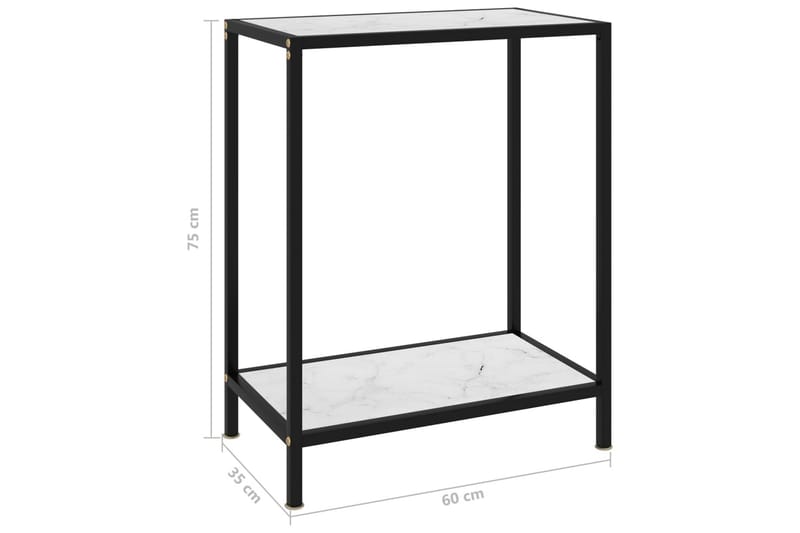 Konsolbord 60x35x75 cm hærdet glas hvid - Hvid - Entrébord - Konsolbord & sidebord