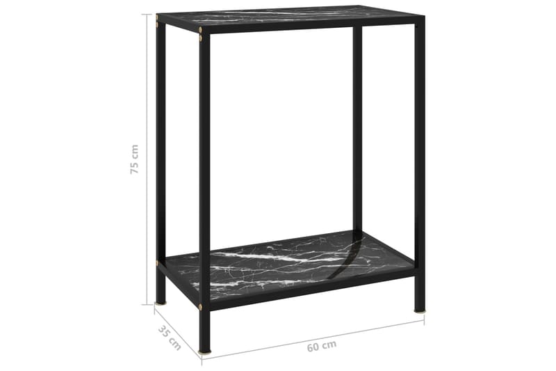 Konsolbord 60x35x75 cm hærdet glas sort - Sort - Konsolbord & sidebord - Entrébord