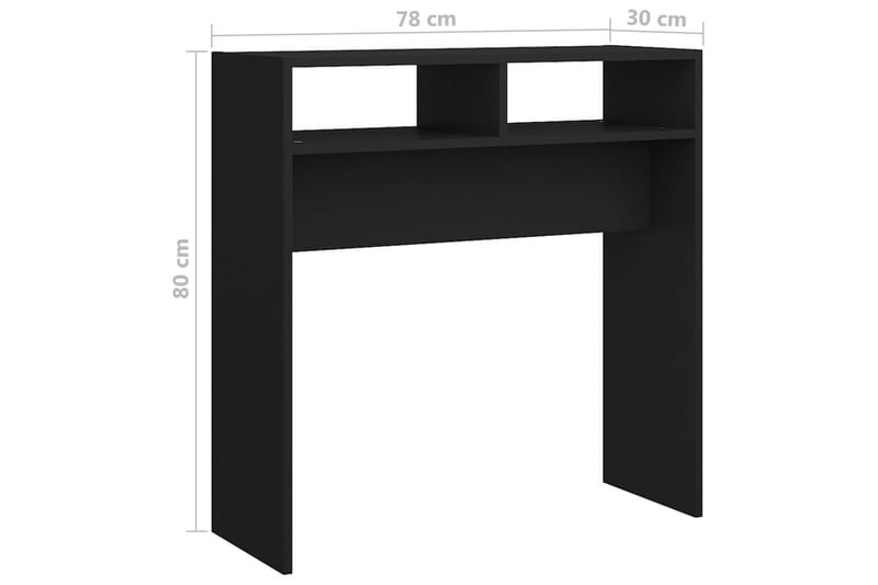 konsolbord 78x30x80 cm spånplade sort - Sort - Entrébord - Konsolbord & sidebord
