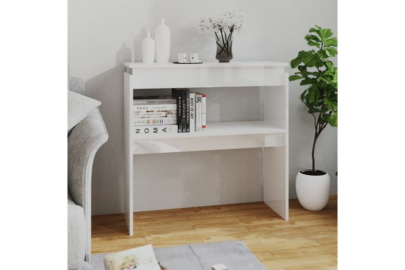 konsolbord 80x30x80 cm spånplade hvid højglans - Hvid - Møbler - Borde - Aflastningsbord - Konsolbord & sidebord