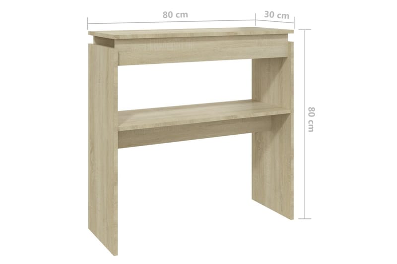 konsolbord 80x30x80 cm spånplade sonoma-eg - Brun - Møbler - Borde - Aflastningsbord - Konsolbord & sidebord
