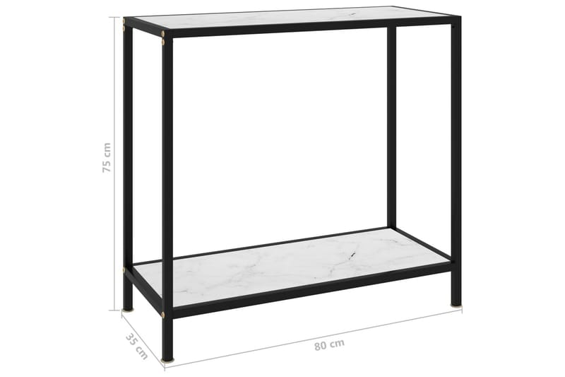 Konsolbord 80x35x75 cm hærdet glas hvid - Hvid - Entrébord - Konsolbord & sidebord