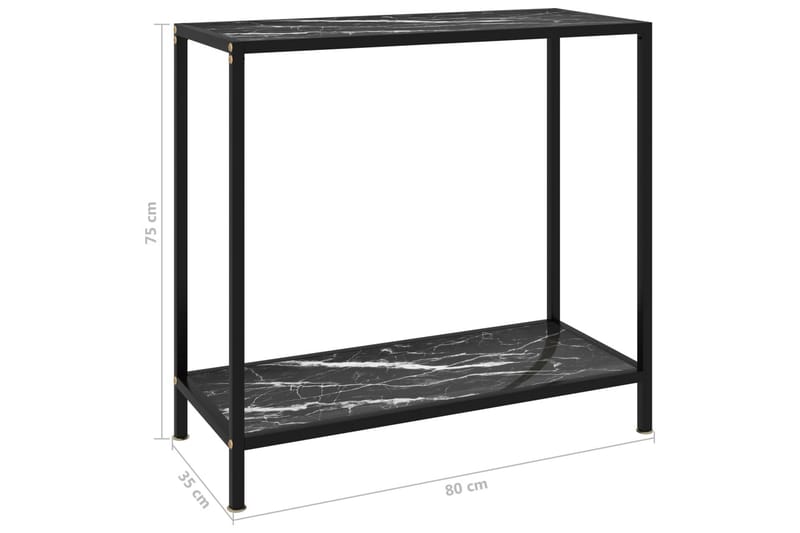 Konsolbord 80x35x75 cm hærdet glas sort - Sort - Entrébord - Konsolbord & sidebord