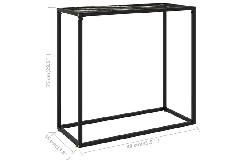 konsolbord 80x35x75 cm hærdet glas sort - Sort - Møbler - Borde - Aflastningsbord - Konsolbord & sidebord