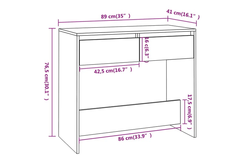 konsolbord 89x41x76,5 cm stål betongrå - Grå - Entrébord - Konsolbord & sidebord
