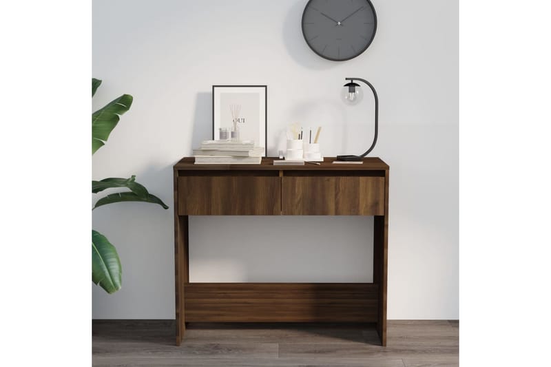 konsolbord 89x41x76,5 cm stål brun egetræsfarve - Brun - Entrébord - Konsolbord & sidebord