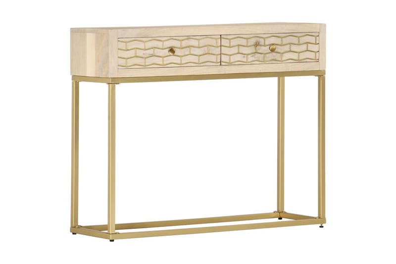 konsolbord 90 x 30 x 75 cm massivt mangotræ guldfarvet - Guld - Møbler - Borde - Aflastningsbord - Konsolbord & sidebord