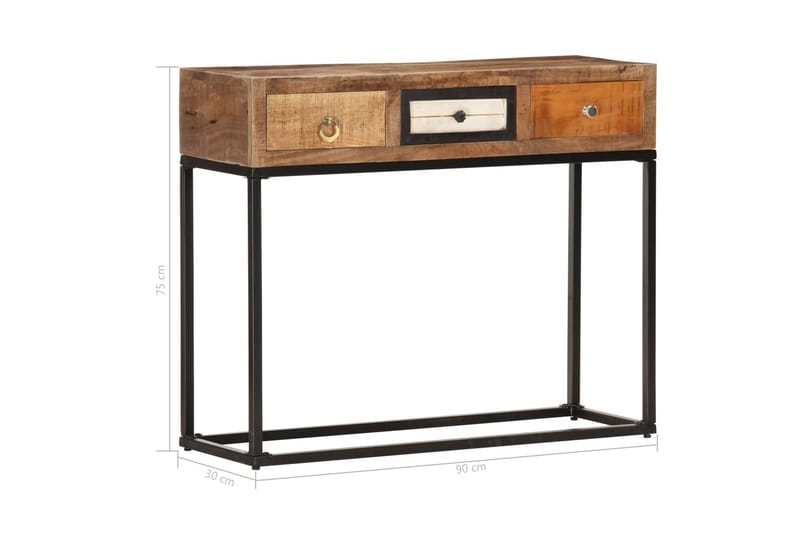 Konsolbord 90x30x75 cm Massivt Genanvendt Træ Guldfarvet - Brun - Møbler - Borde - Aflastningsbord - Konsolbord & sidebord