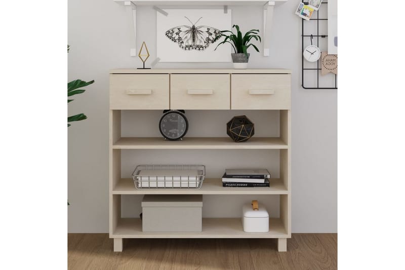 konsolbord 90x35x90 cm massivt fyrretræ gyldenbrun - Brun - Møbler - Borde - Aflastningsbord - Konsolbord & sidebord