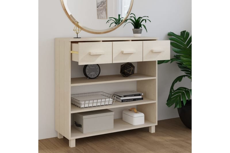 konsolbord 90x35x90 cm massivt fyrretræ gyldenbrun - Brun - Møbler - Borde - Aflastningsbord - Konsolbord & sidebord