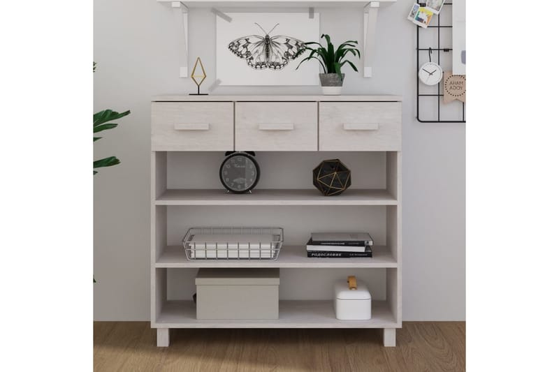 konsolbord 90x35x90 cm massivt fyrretræ hvid - Hvid - Møbler - Borde - Aflastningsbord - Konsolbord & sidebord