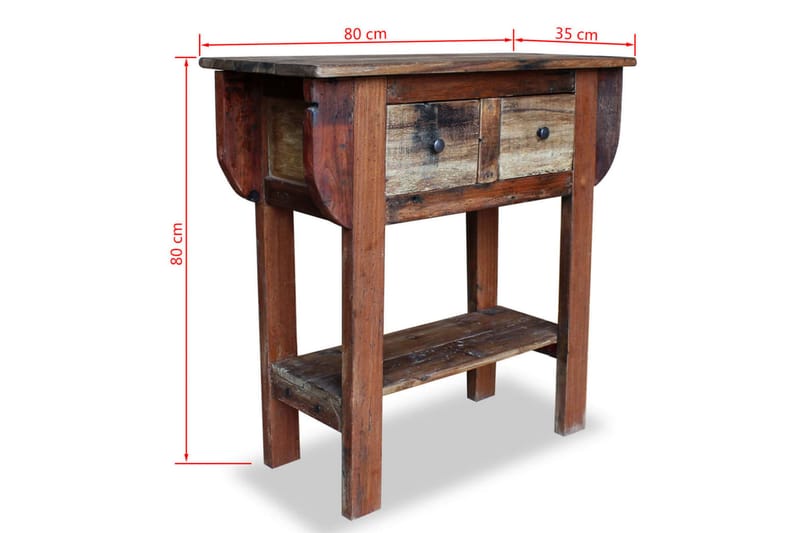Konsolbord I Massivt Genbrugstræ 80 X 35 X 80 Cm - Brun - Møbler - Borde - Aflastningsbord - Konsolbord & sidebord