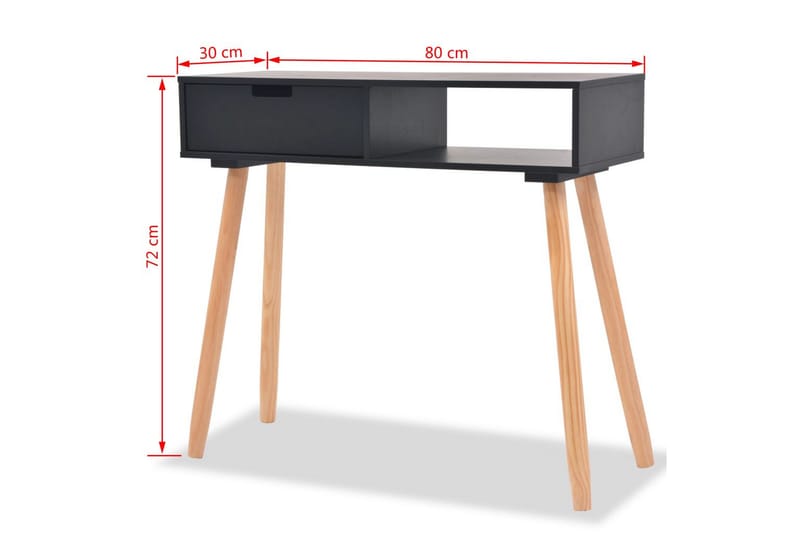 Konsolbord Massivt Fyrretræ 80 X 30 X 72 Cm Sort - Sort - Møbler - Borde - Aflastningsbord - Konsolbord & sidebord