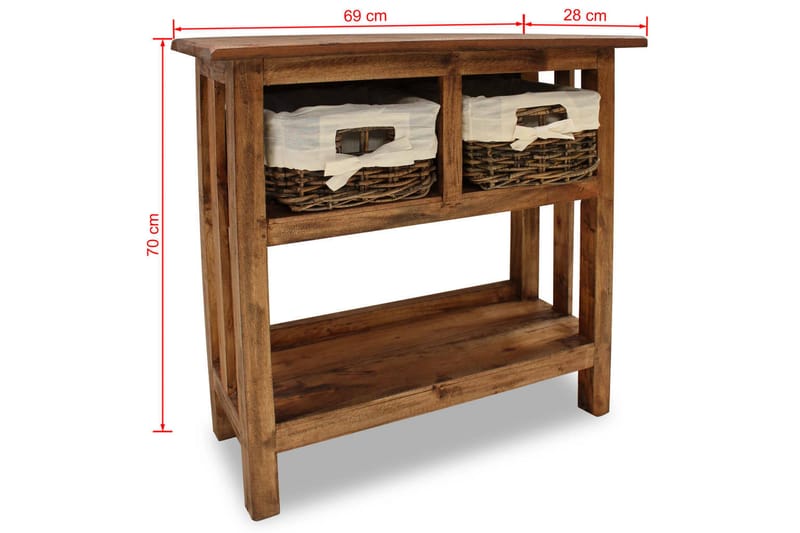 Konsolbord Massivt Genanvendt Træ 69 X 28 X 70 Cm - Brun - Møbler - Borde - Aflastningsbord - Konsolbord & sidebord