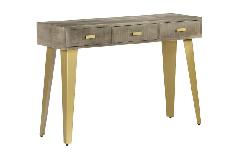 Konsolbord Massivt Mangotræ Med Messing 110 X 35 X 76 Cm Grå - Grå - Møbler - Borde - Aflastningsbord - Konsolbord & sidebord