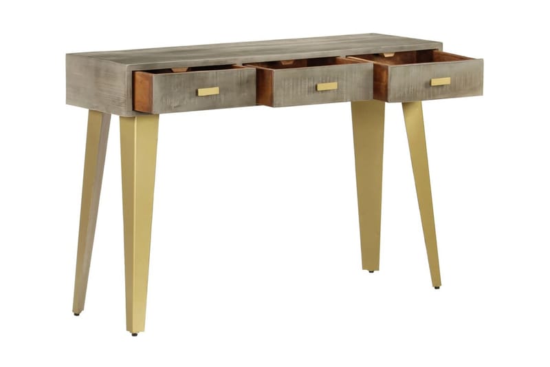 Konsolbord Massivt Mangotræ Med Messing 110 X 35 X 76 Cm Grå - Grå - Møbler - Borde - Aflastningsbord - Konsolbord & sidebord