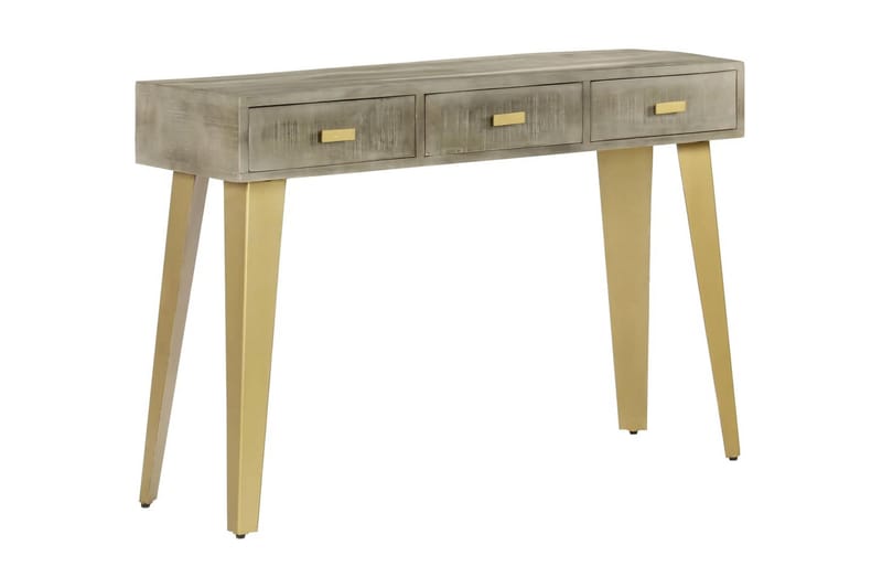 Konsolbord Massivt Mangotræ Med Messing 110 X 35 X 76 Cm Grå - Grå - Møbler - Borde - Aflastningsbord - Konsolbord & sidebord