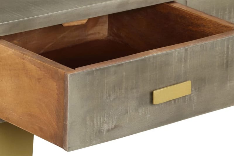 Konsolbord Massivt Mangotræ Med Messing 110 X 35 X 76 Cm Grå - Grå - Møbler - Borde - Aflastningsbord - Konsolbord & sidebord