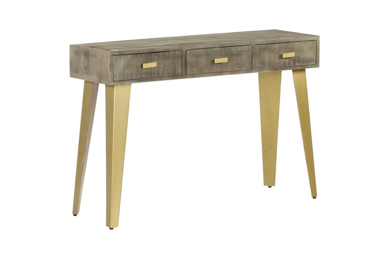 Konsolbord Massivt Mangotræ Med Messing 110 X 35 X 76 Cm Grå - Grå - Møbler - Borde - Aflastningsbord - Konsolbord & sidebord