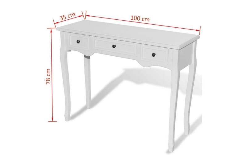 Konsolbord Med Tre Skuffer Hvid - Hvid - Møbler - Borde - Aflastningsbord - Konsolbord & sidebord