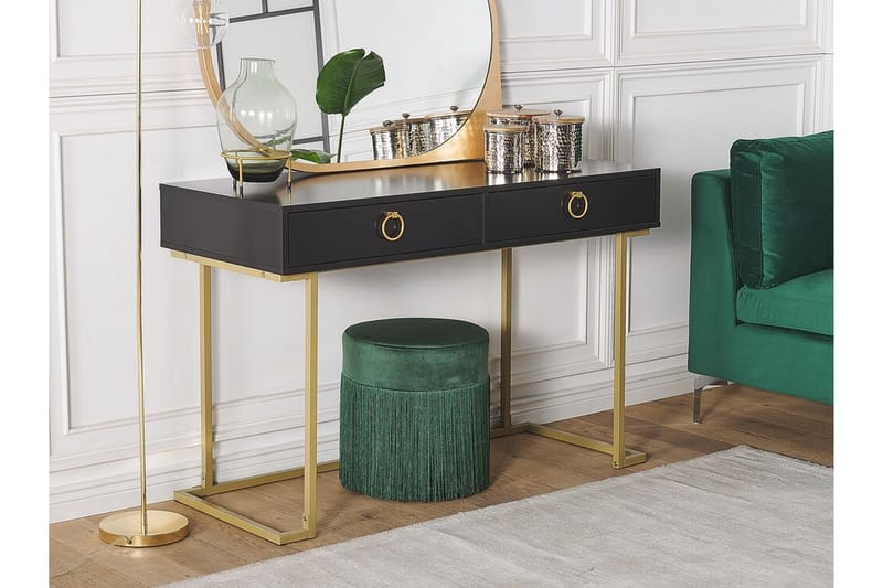 Konsolbord / skrivebord sort / guld WESTPORT - Sort - Møbler - Borde - Aflastningsbord - Konsolbord & sidebord