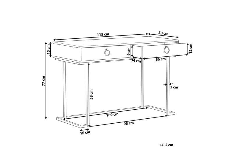 Konsolbord/skrivebord hvid/guld WESTPORT - Hvid - Møbler - Borde - Aflastningsbord - Konsolbord & sidebord